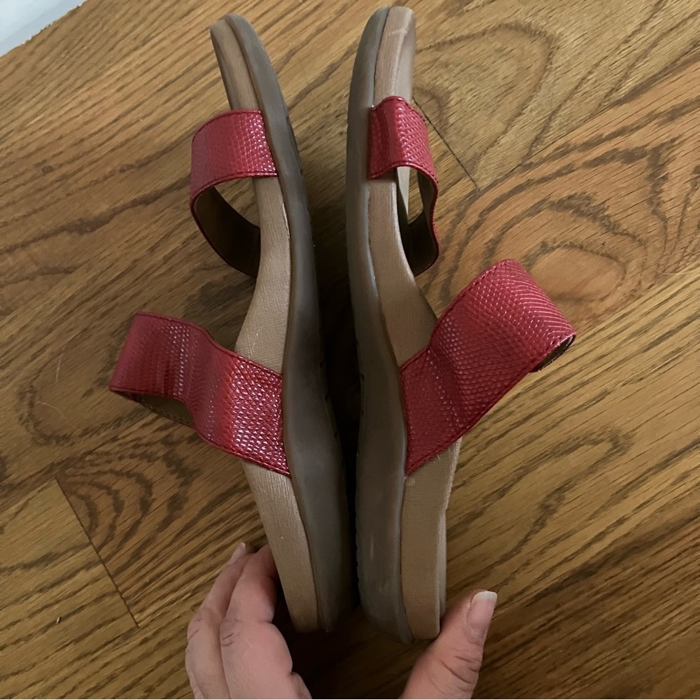 Aetrex Women's Mimi Red Lizard Adjustable Velcro Slide Sandals Orthotic US 6-6.5 - Picture 6 of 10